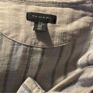 Tahari Women's Open- Front Summer Jacket in Gray and Tan